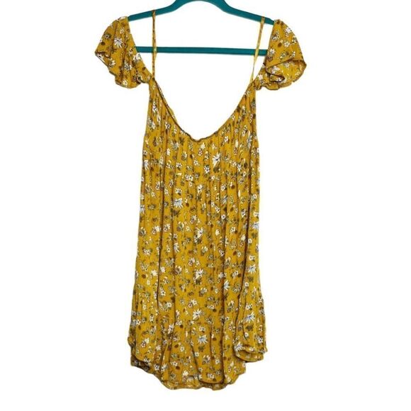 Mossimo Floral Off The Shoulder Mini Dress Yellow & White Size Medium - Picture 4 of 6